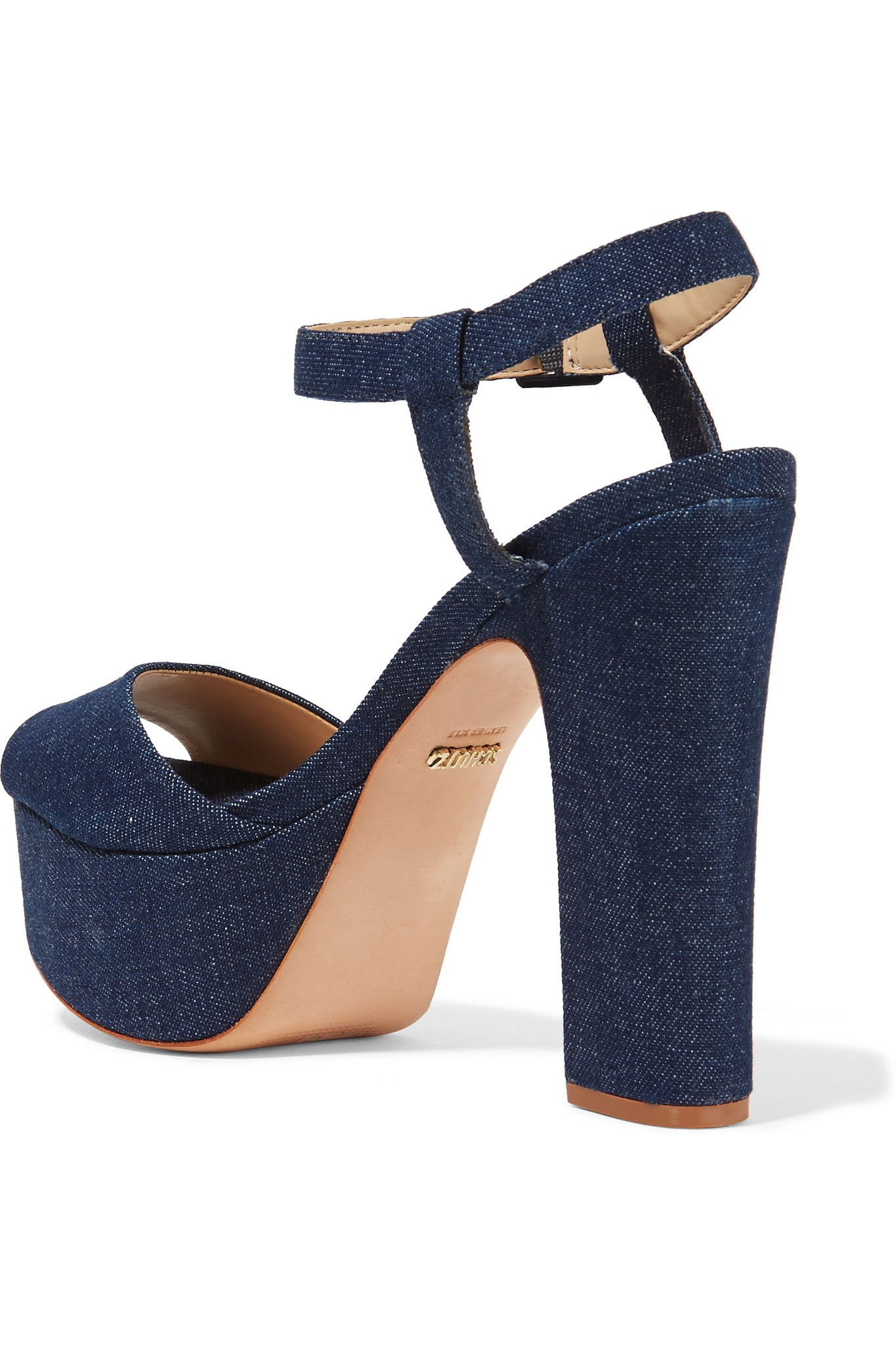 Schutz Denim Platform Sandals in Dark Denim (Blue) - Lyst